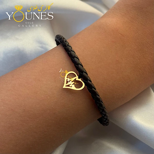 دستبند چرم ضربان قلب طلا